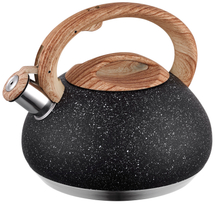 Utensilios de cocina para el hogar, tetera con silbato de acero inoxidable, cuerpo de tetera, tetera con silbato rociado de mármol negro