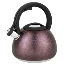 Hervidor con silbido de acero inoxidable morado, 2,7 L, elegante, venta al por mayor, de fábrica, se acepta personalización, con mango de nailon