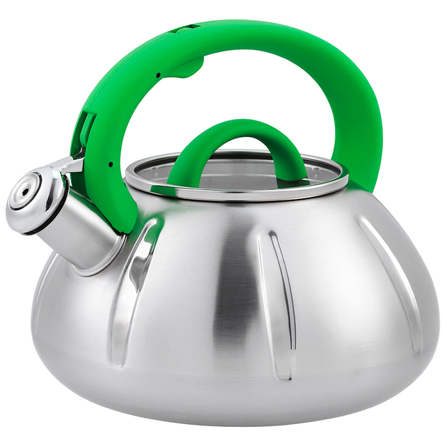 Bonito diseño colorido hervidor de té con silbido de acero inoxidable
