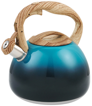 Hervidor con silbido de color degradado con tapa de estufa de 2,8 l y hervidor con silbido inferior de cápsula con mango de madera